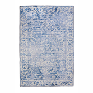 Fab Habitat 90x150cm Blue Shay Traditional Distressed Machine Washable Rug
