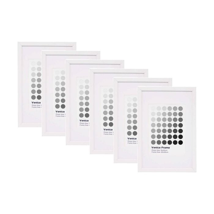 6PK Braz Venice Image Photo Document Display Frame 20x30cm White