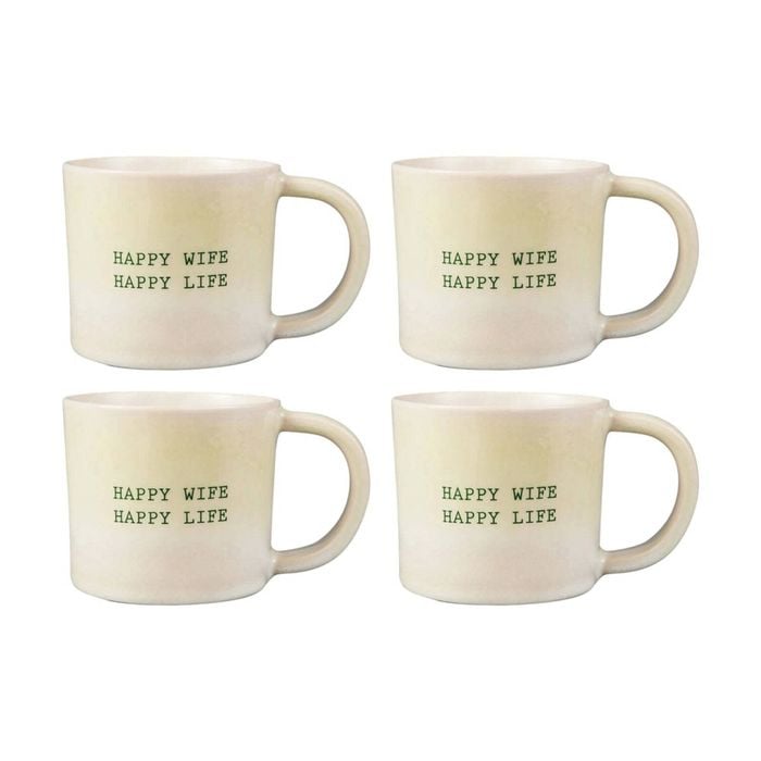 4PK Maxwell & Williams The Mug Club Quotes Mug Happy Wife Happy Life - 350ml