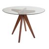 SK Designer Living | Replica Jean Prouve Inspired Round Glass Dining Table | 100cm - Walnut