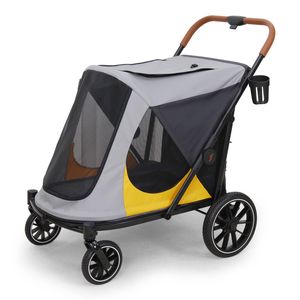 BingoPaw Padded Pet Stroller Dog Cat Carrier Travel Pushchair Foldable Pram 4 Wheels