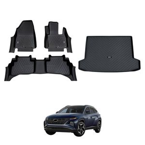 AUSGO Floor Mats & Boot Liner Set for Hyundai Tucson Hybrid 2021-Onwards Car Floor Liners Cargo Mat