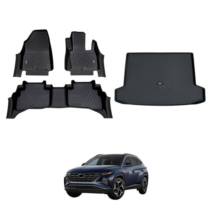 AUSGO Floor Mats & Boot Liner Set for Hyundai Tucson Hybrid 2021-Onwards Car Floor Liners Cargo Mat