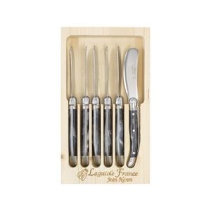 Laguiole Jean Neron 6pc. Butter/pate Knife Set - Black Horn