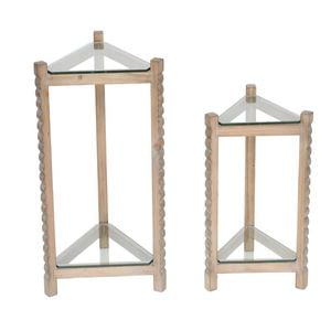 P&P Black Glass Corner Display Shelf Set Modern Space Saving Storage Stand