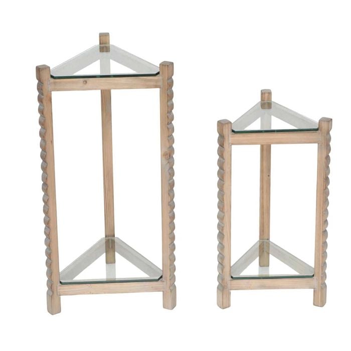 P&P Black Glass Corner Display Shelf Set Modern Space Saving Storage Stand