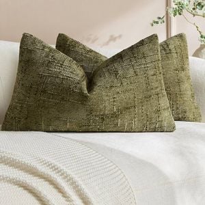 Gioia Casa 2-Pack Chenille-Textured Cushion Covers 30cm x 50cm - Olive Green