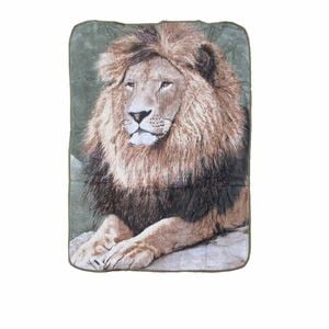 Soft 3d Animal Print Faux Mink Blanket Single / King Single Sitting Lion