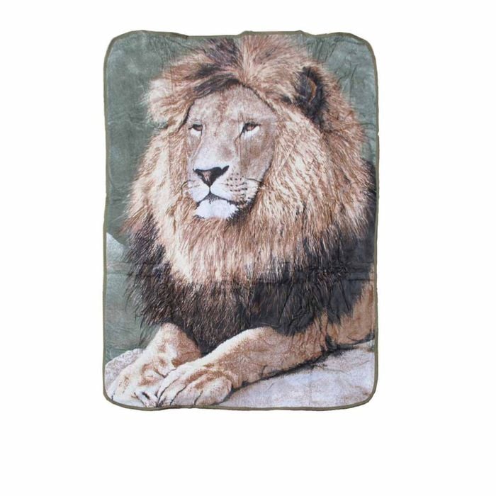 Soft 3d Animal Print Faux Mink Blanket Single / King Single Sitting Lion