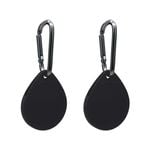 2 Pack MEZON Black Silicone Protective Full Cover Case Holder for Apple AirTag with Keychain Ring