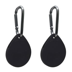 2 Pack MEZON Black Silicone Protective Full Cover Case Holder for Apple AirTag with Keychain Ring