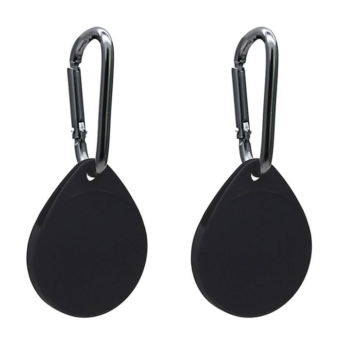 2 Pack MEZON Black Silicone Protective Full Cover Case Holder for Apple AirTag with Keychain Ring