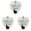 3x Ceramic Hanging 8x9cm Heart Animal Cat Ornament w/ Hanger Home Room Decor