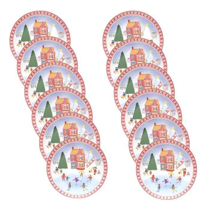 12PK Porto Porcelain Night Before Dinner Plate 20cm Ice Skating