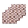 4pc Ecology Retro Brown/pink Check Dinner Placemats W/ Cork Backing 34x26.5cm