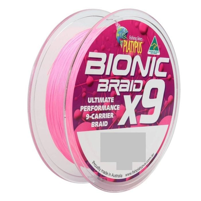 Platypus Bionic X9 Carrier Braided Fishing Line 150m Spool of 8lb Hot Pink