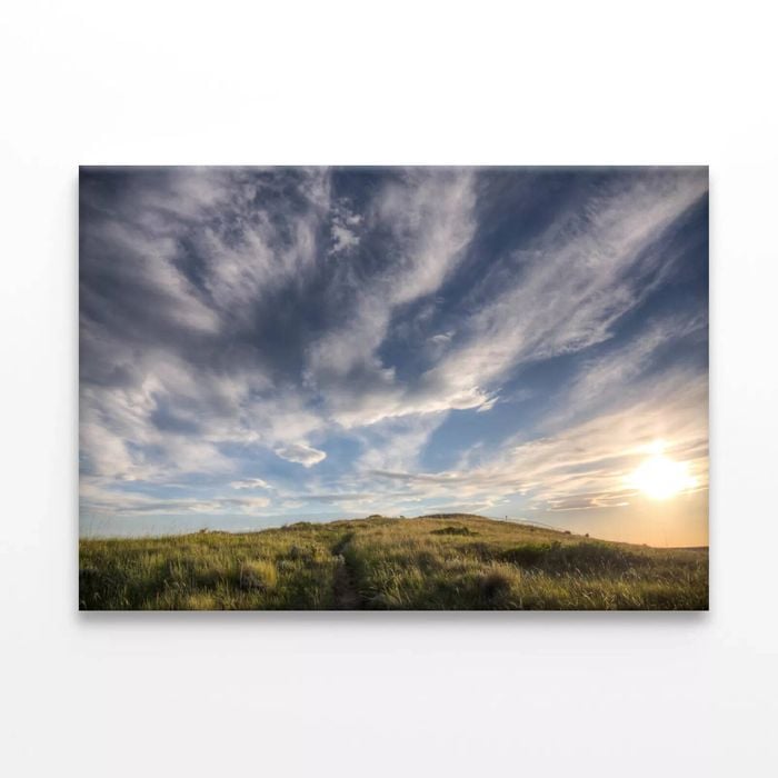 Sunset over a Grassland Trail  Print 100% Australian Made 75 x 50cm  (Stretched)