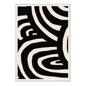 Galrie Stunning Modern Abstract Monochrome Line Art Print for Elegant Interior Home, White Frame, A2 42 x 60cm (16 x 24inch)