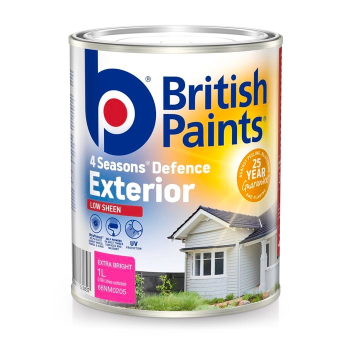 British Paints 4 Seasons Extra Bright Low Sheen Exterior Paint - 1L