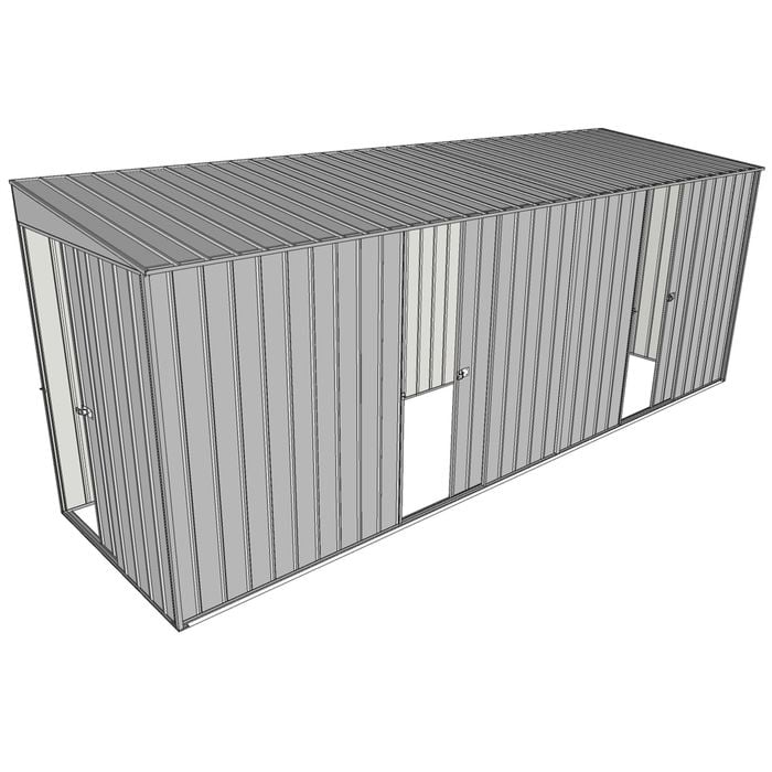 Build-a-Shed 1.5 x 5.2 x 2m Sliding Door Tunnel Shed With 2 Sliding Side Doors - Zinc