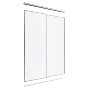 Lugna 2400 x 1201-1800mm Clear Anodised Optiglass Panels Wardrobe Double Sliding Doors