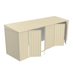 Build-a-Shed 1.5 x 5.2 x 2.0m Cream Skillion Double Plus Double Hinged Side Doors Shed