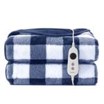 Dreamaker Gingham Plush Heated Throw Midnight Blue - 180x200cm