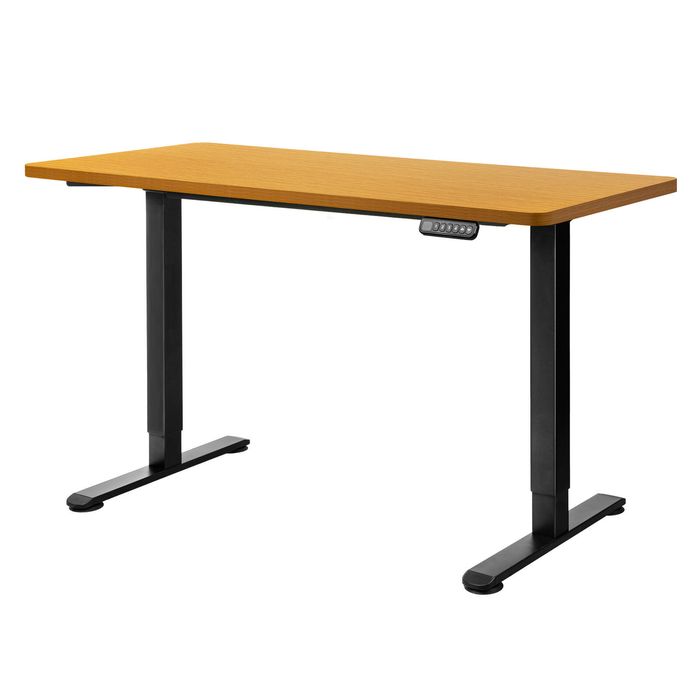 Levede Electric Standing Desk 140x70cm Dual Motor Office Oak Black Desk