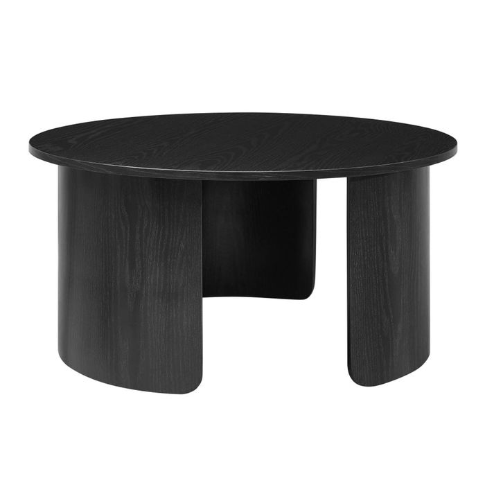 Design Square Kenji Wooden Round Tea Coffee Table 80cm Black