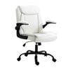 Artiss Office Chair White PU Mid Back