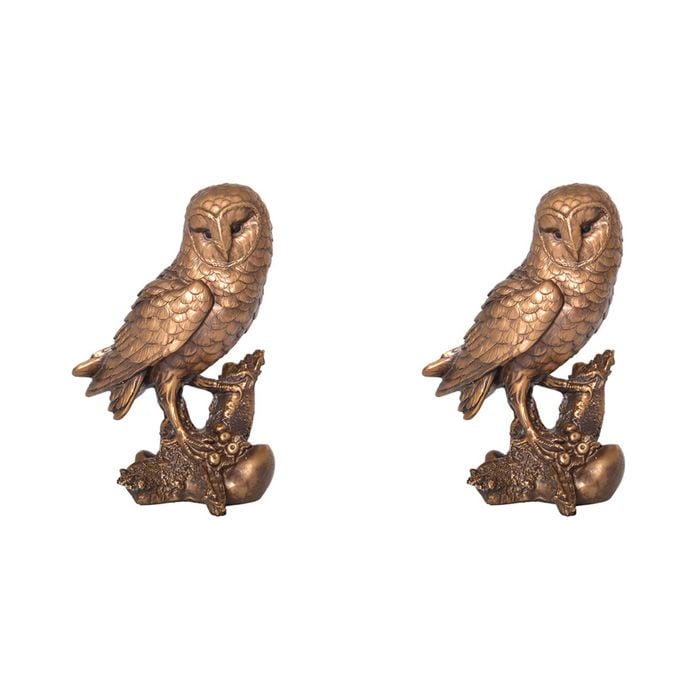 2PK Gibson Gifts Owl On Branch Home Decor Large Bronze 18cm