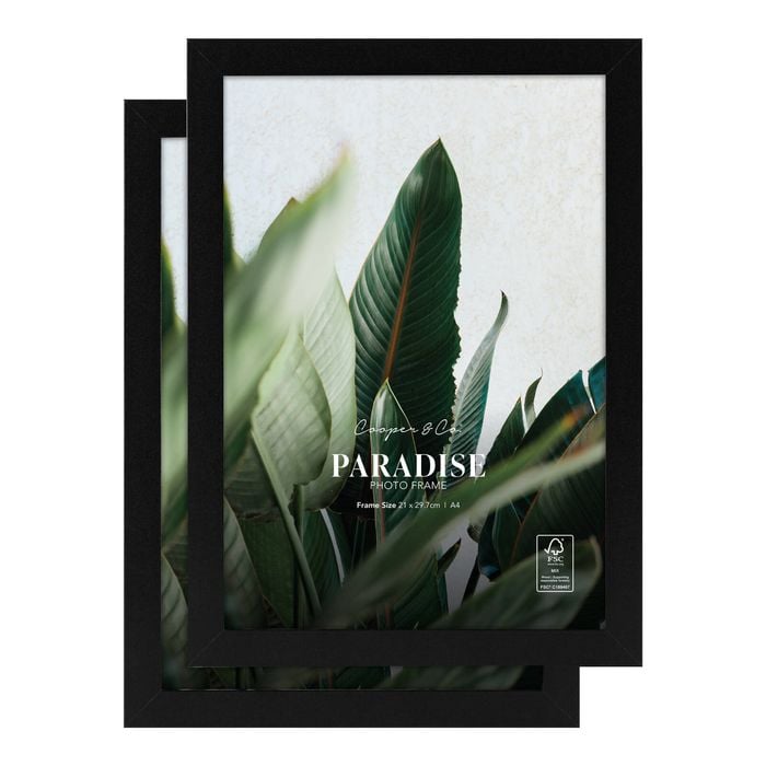 Cooper & Co. Set Of 2 21x29.7cm Black Premium Paradise Wooden Photo Frame