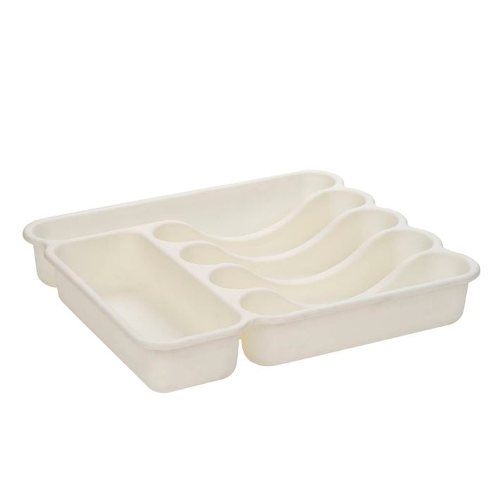 All Set 38 x 33 x 6.1cm White 6 Compartment Cutlery Tray