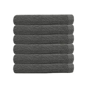 6pc Bambury Commercial Range Cotton Chateau Face Washer Towel Set Charcoal 33cm