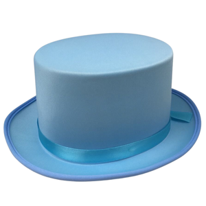 SATIN TOP HAT Costume Party Cap Fancy Dress Trilby Fedora One Size Sky Blue