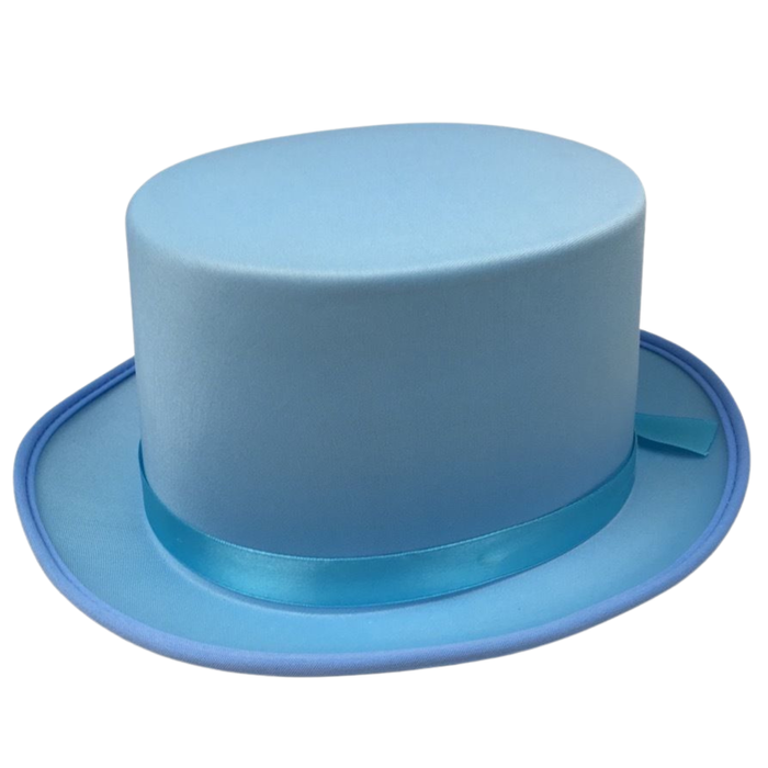 SATIN TOP HAT Costume Party Cap Fancy Dress Trilby Fedora One Size Sky Blue