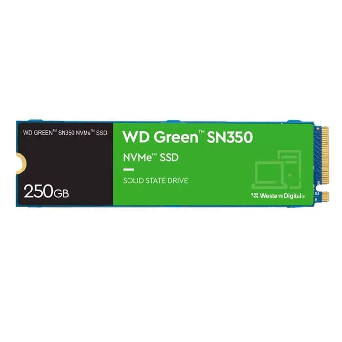 Western Digital WD Green SN350 250GB M.2 NVMe SSD PCIe 3.0x4 2400MB/s 1500MB/s R/W 300K/300K IOPS 40TBW 1M Hrs MTTF