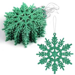 Catzon 12Pcs Christmas Snowflake Hanging Decor for Xmas Trees-DarkGreen