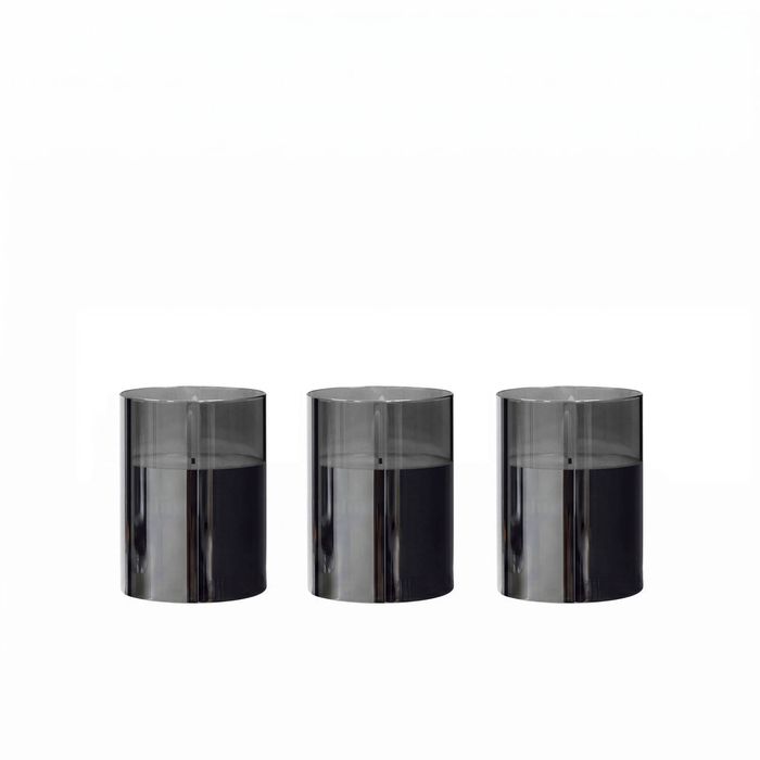 Rogue Glass Unaflame Candle 3pcs Set - Black 8x8x10cm