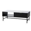 Oikiture Coffee Table Drawer Storage Shelf Black and White
