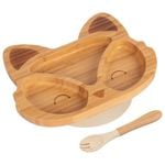 Tiny Dining Bamboo Fox Baby Weaning Plate & Fork Set