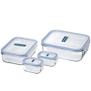 Glasslock 4 Piece Tempered Glass Food Container Set