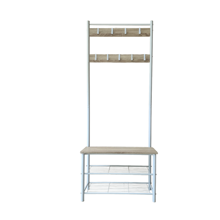 Kelly Hanger and Shoe Rack - Light Oak with White Frame