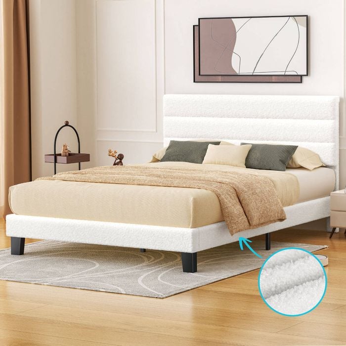 ALFORDSON Bed Frame Queen White Boucle