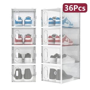 Advwin 36Pcs Clear Shoe Storage Case White
