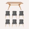 SK Designer Living | 7-Piece Dining Set | Doreen Wood Dining Table 180cm & Osaka Upholstered Chair | Natural - Grey Fabric
