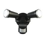 Brilliant Lighting 20W Black Trooper LED DIY Twin Flood Light With Motion Sensor