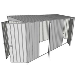 Build-a-Shed 1.5 x 4.5 x 2m Dual Single Hinged Side Door Skillion Shed - Zinc