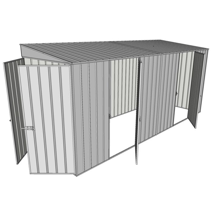 Build-a-Shed 1.5 x 4.5 x 2m Dual Single Hinged Side Door Skillion Shed - Zinc