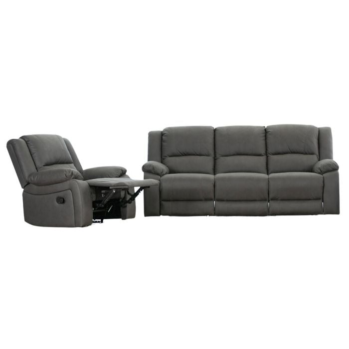 Anderson 1+3 Seater Fabric Electric Recliner Sofa Lounge Chair Set Latte Light Grey